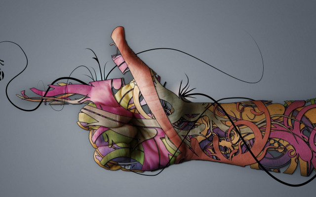 Womans hand tattoo 3d render free wallpaper - medium preview image