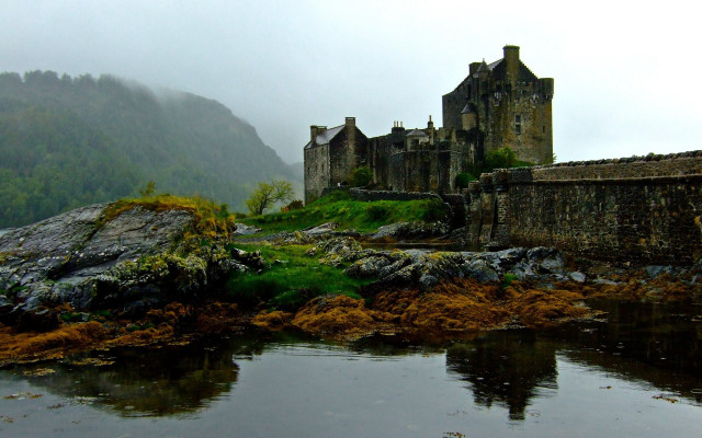 Castle hill water foggy gothic free wallpaper - medium preview image