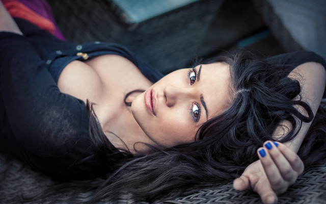 Woman lying bed eyes closed free wallpaper - medium preview image