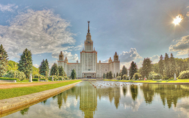 Large building tower clock lake #3 free wallpaper - medium preview image