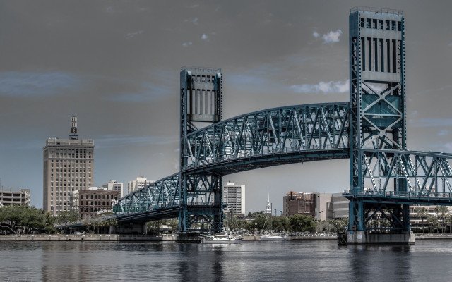 Eastasian bridge cityscape cloudy sky free wallpaper - medium preview image