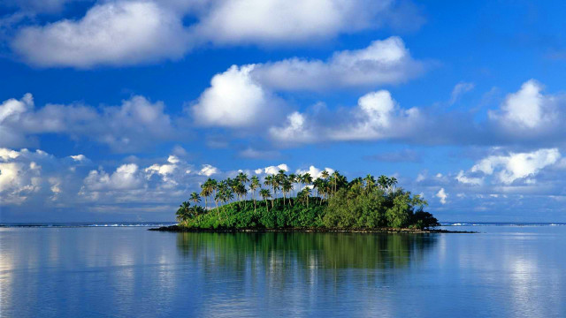 Small island palm trees ocean #15 free wallpaper - medium preview image