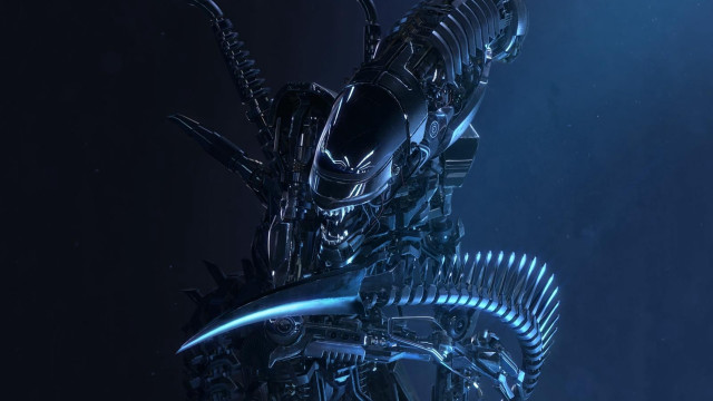 Futuristic alien armor weapon night free wallpaper - medium preview image
