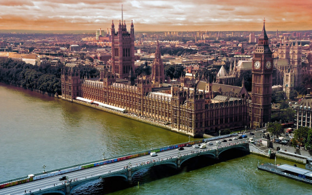 Bridge river train city red free wallpaper - medium preview image