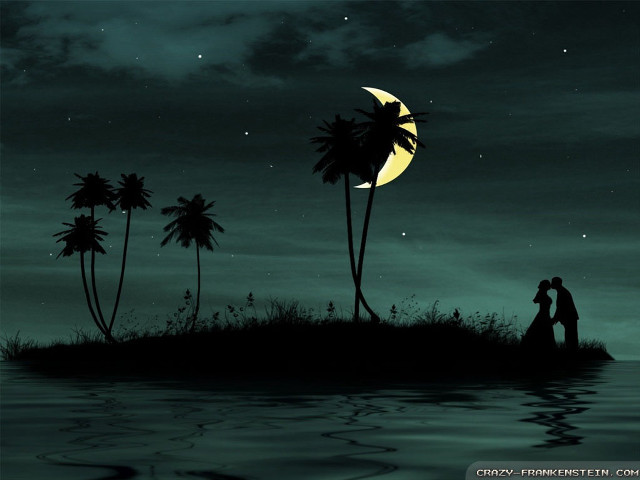 Full moon tropical island romantic #2 free wallpaper - medium preview image