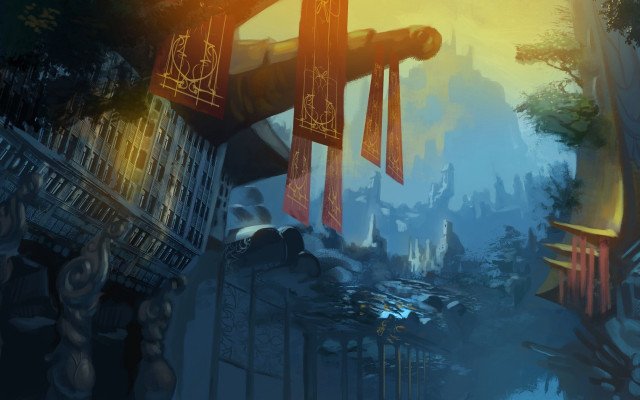 City clocktower fantasy matteart league free wallpaper - medium preview image