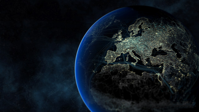 Blue earth dark space aurora free wallpaper - medium preview image