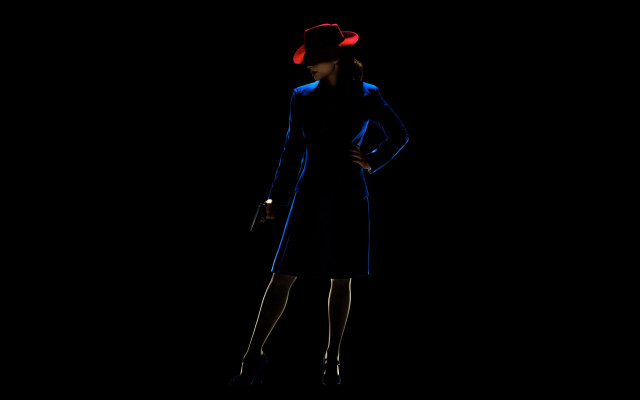 Woman blue dress red hat #3 free wallpaper - medium preview image