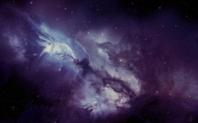 Space colorful stars clouds aurora free wallpaper - medium preview image