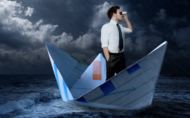 Man boat telescope cloudy stormy free wallpaper - medium preview image