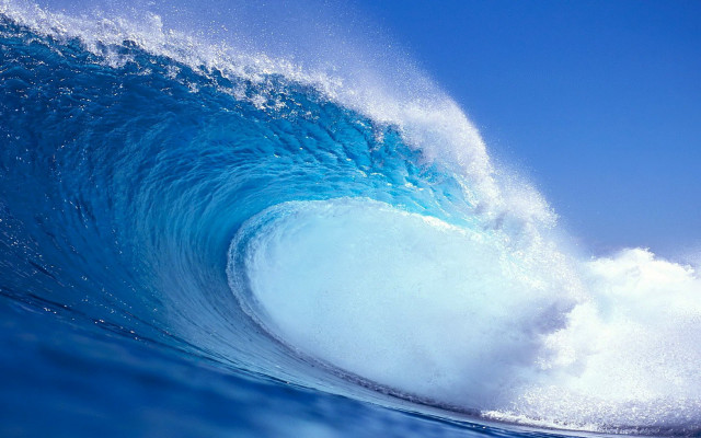 Large blue wave breaking ocean free wallpaper - medium preview image