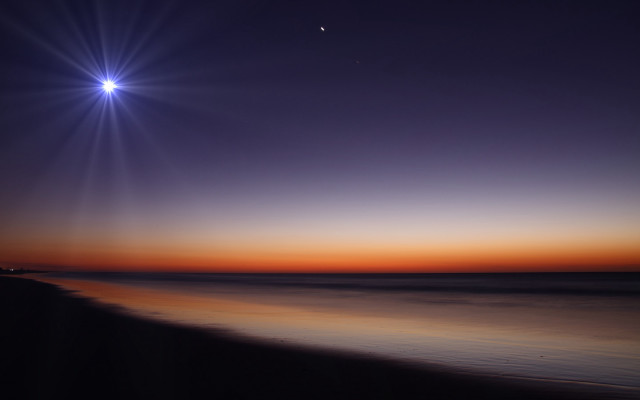 Sunset ocean beach star sky free wallpaper - medium preview image