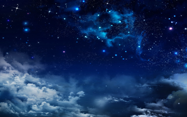 Night sky stars clouds bright free wallpaper - medium preview image