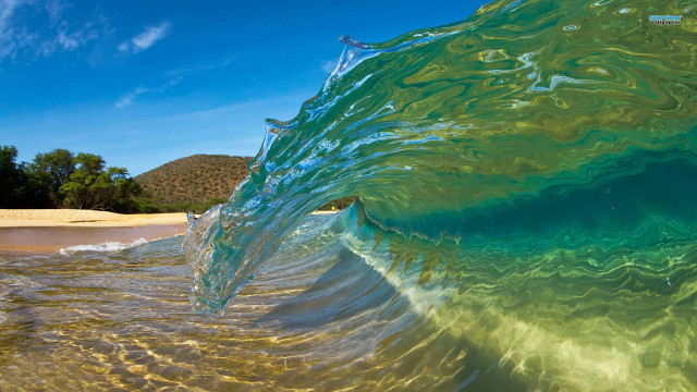 Breaking wave sandy beach clear free wallpaper - medium preview image