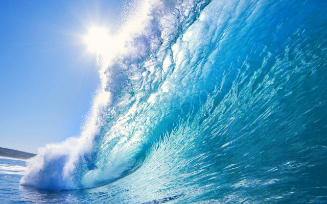 Large wave breaking ocean sun free wallpaper - medium preview image
