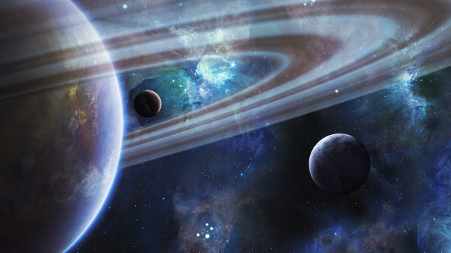 Space planets star sky aurora free wallpaper - medium preview image