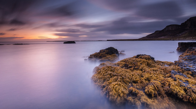 Sunset water rocks mountain matte free wallpaper - medium preview image
