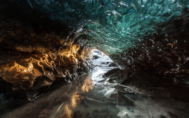 Cave tunnel water rocks light free wallpaper - medium preview image