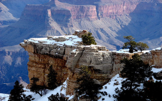 Rocky cliff snow trees mountain free wallpaper - medium preview image