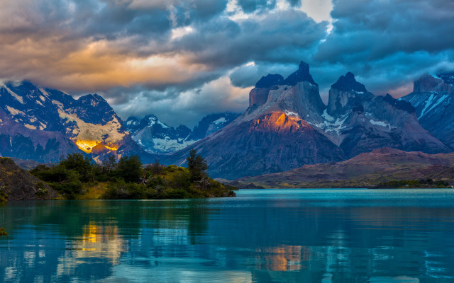 Mountain lake misty sky bridge free wallpaper - medium preview image