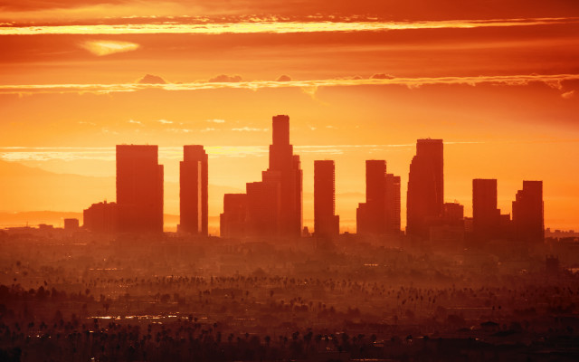 City skyline red yellow clouds free wallpaper - medium preview image