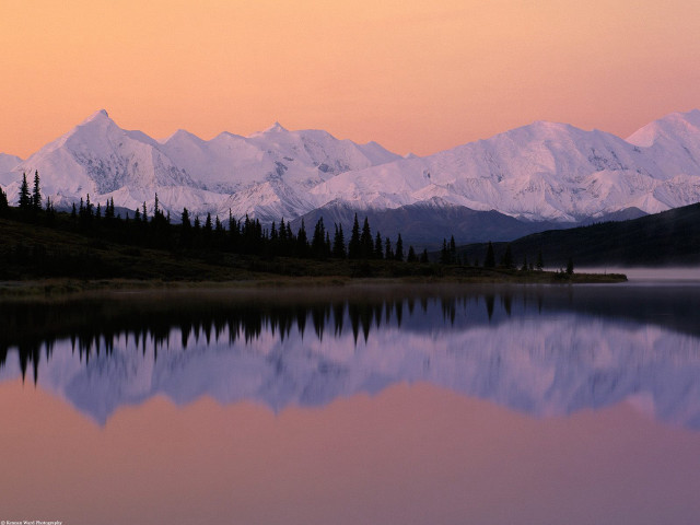 Mountain range reflection sunset pink #5 free wallpaper - medium preview image