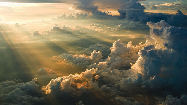 Sky sunset clouds ocean city free wallpaper - medium preview image