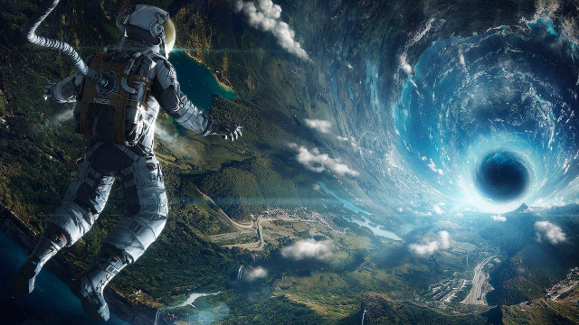 Space suit man black hole free wallpaper - medium preview image