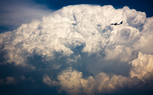 Clouds sky jetliner stormy matte free wallpaper - medium preview image
