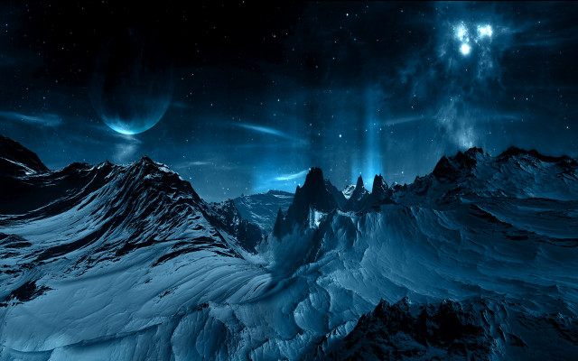 Mountain sky stars moon snow free wallpaper - medium preview image