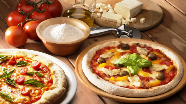 Pizza cheese tomatoes olives food free wallpaper - medium preview image