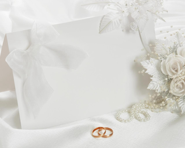 Wedding rings white cloth card free wallpaper - medium preview image