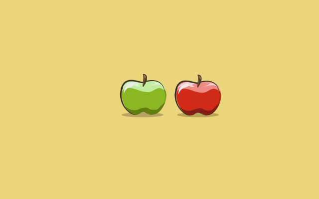 Two apples yellow background red free wallpaper - medium preview image