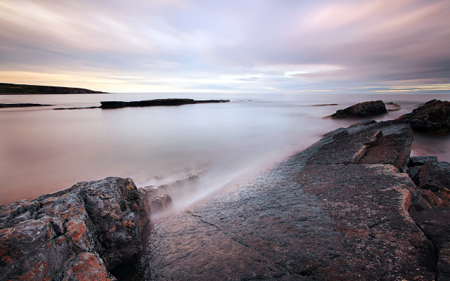 Long exposure water rocks cloudy free wallpaper - medium preview image