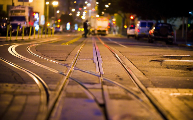 City street night tilt shift free wallpaper - medium preview image