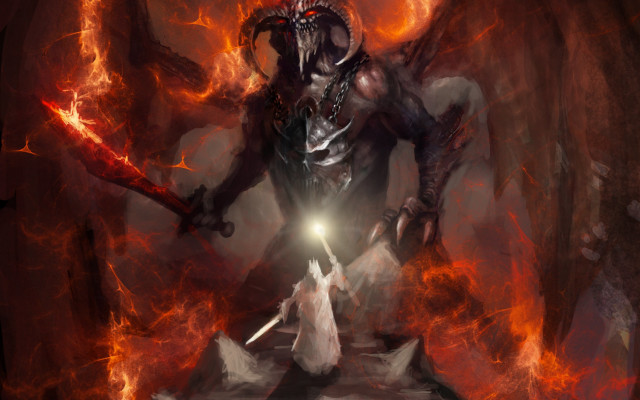 Demonic demon sword flames fire free wallpaper - medium preview image
