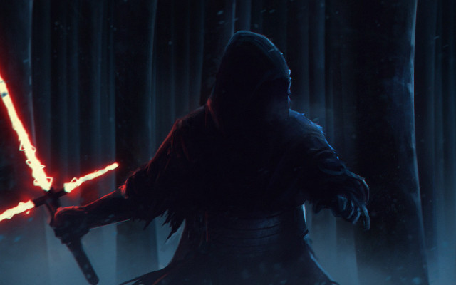 Dark room lightsaber armor flaming free wallpaper - medium preview image