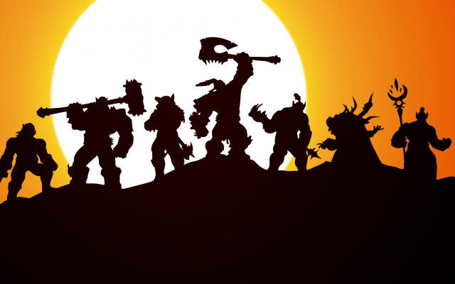 Hilltop silhouettes sun moon weapons free wallpaper for desktop - medium preview image