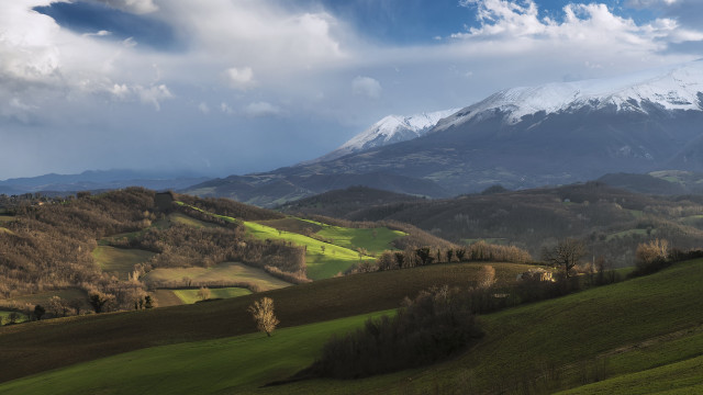 Mountain range snow capped green free wallpaper - medium preview image