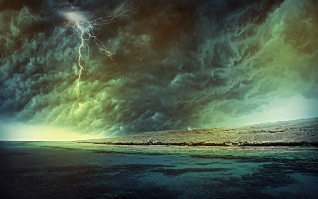 Storm lighthouse lightning beach matte free wallpaper - medium preview image