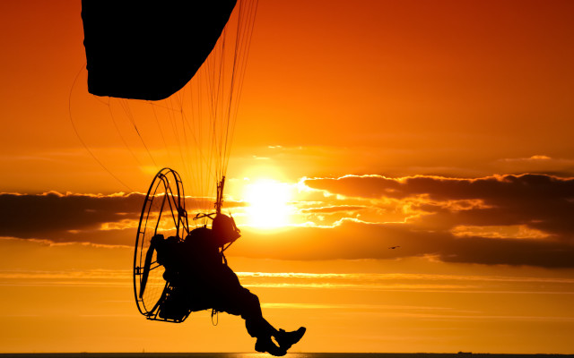 Kite flying sunset beach cinematic free wallpaper - medium preview image