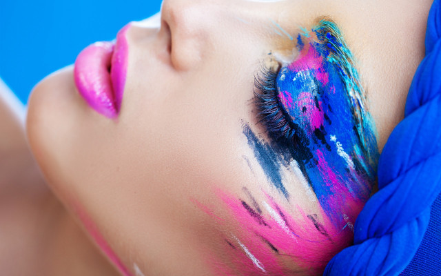 Woman blue pink makeup blue free wallpaper - medium preview image