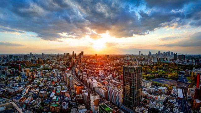 Tokyo sunset cityscape clouds bridge free wallpaper - medium preview image