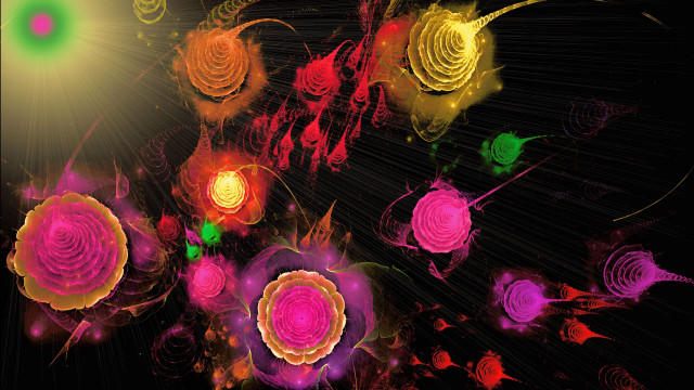 Bright flower glowing abstract fractal free wallpaper - medium preview image