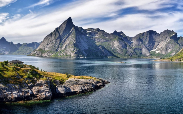 Mountain lake island ecological landscape free wallpaper - medium preview image