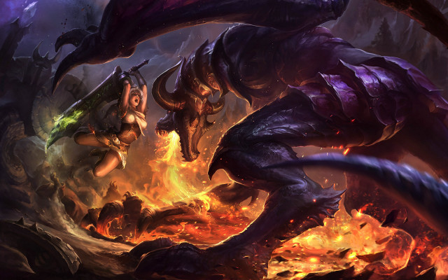 Demonic creature forest flames rocks free wallpaper - medium preview image