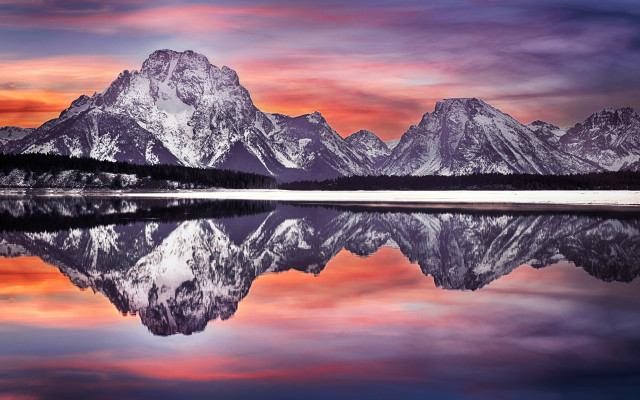 Mountain reflection sunset colorful sky #7 free wallpaper - medium preview image