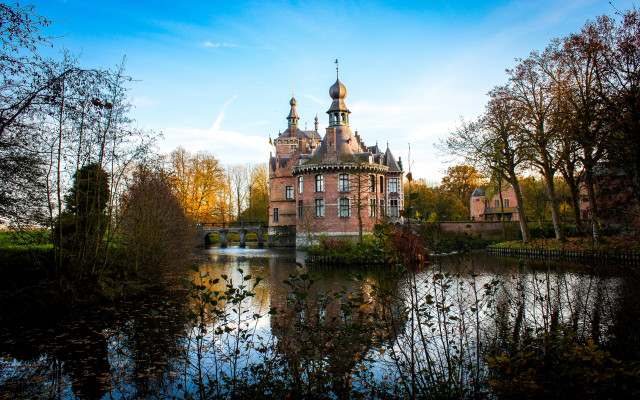 Lake building forest autumn gothic free wallpaper - medium preview image