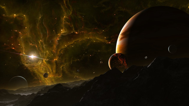 Space planet star light mountain free wallpaper - medium preview image