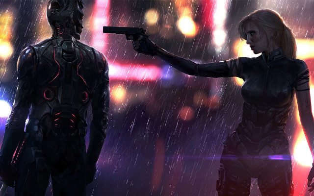 Eve ryder cyberpunk battle rain free wallpaper - medium preview image